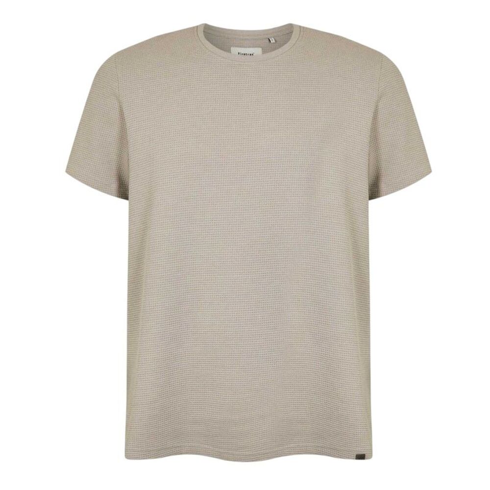 Firetrap Mens Logo Waffle Crew Neck Regular T-Shirt / Clay